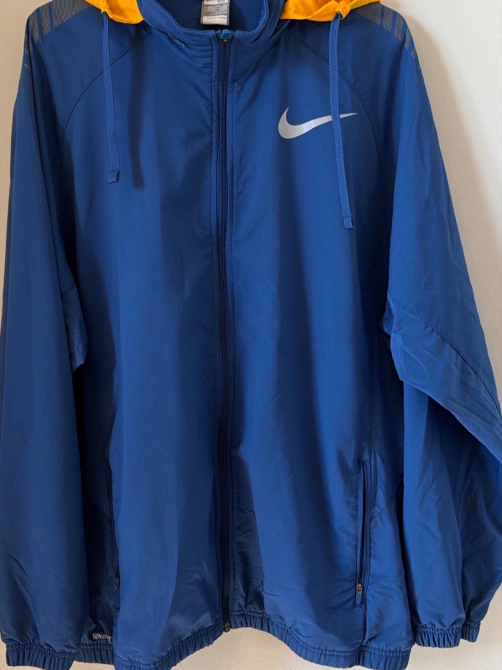Nike Blue and Yellow Hooded Windbreaker Jacket